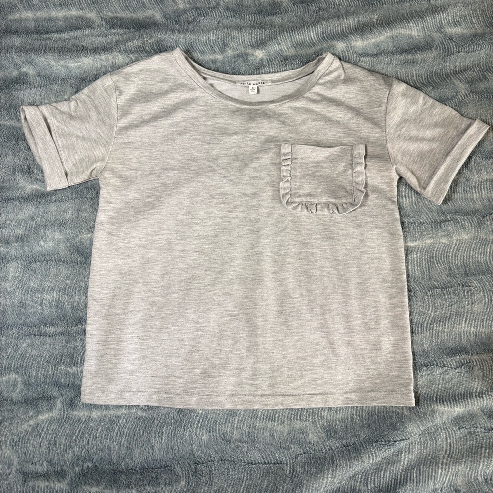 After Market Heather Gray Ruffle Pocket Tee - Small